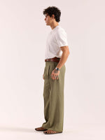 Load image into Gallery viewer, Sage Green Linen Baggy Fit Trousers