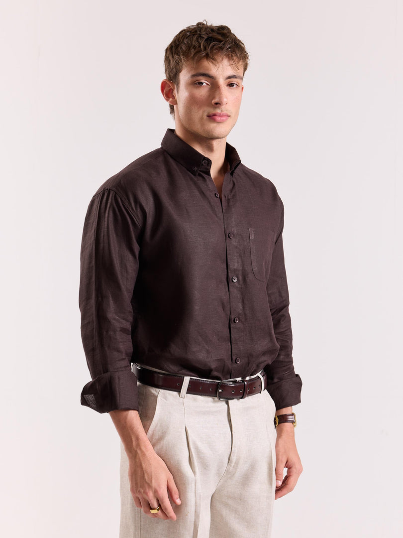 Coffee Brown Irish Linen Shirt