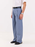 Load image into Gallery viewer, Light Blue Pinstriped Baggy Fit Trousers

