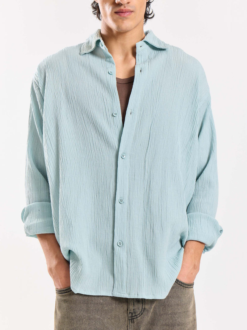 Light Blue Wrinkled Shirt