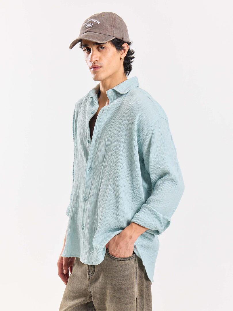 Light Blue Wrinkled Shirt