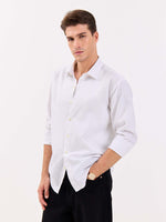 Load image into Gallery viewer, White &amp; Green Striped Linen-blend Shirt
