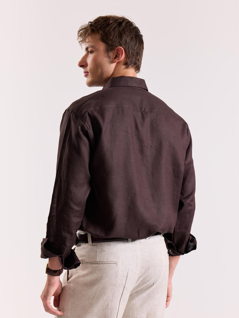 Coffee Brown Irish Linen Shirt