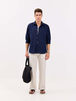 Load image into Gallery viewer, Navy Blue Linen-blend Shirt
