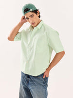 Load image into Gallery viewer, Green Striped Oversized Cropped Shirt (Pre-Order)
