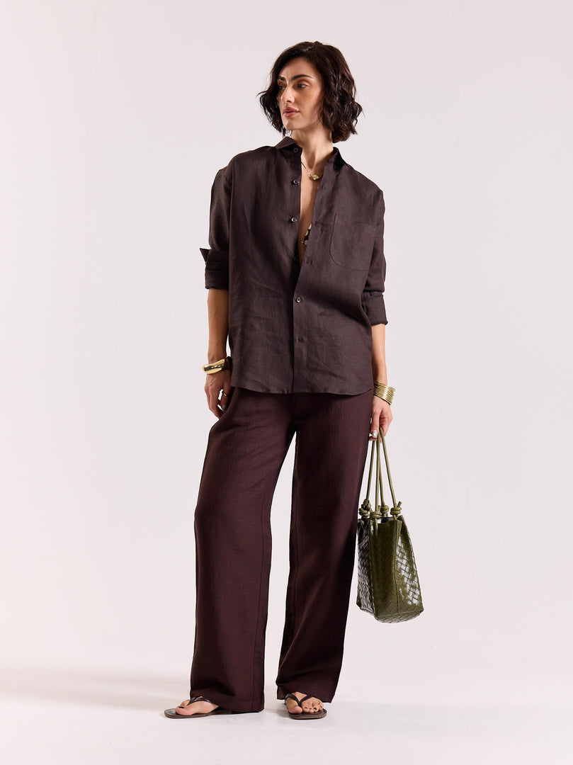 Coffee Brown Irish Linen Shirt