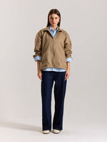 Load image into Gallery viewer, Beige Checkered Tweed Zipper Shacket ( Pre-Order )