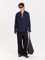 Load image into Gallery viewer, Dark Navy Wrinkled Shirt
