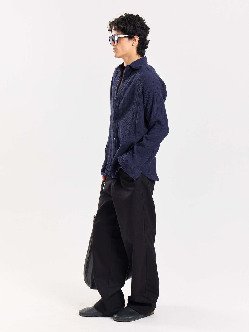Dark Navy Wrinkled Shirt