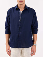 Load image into Gallery viewer, Navy Blue Linen-blend Shirt
