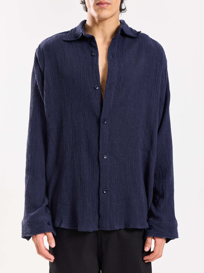 Dark Navy Wrinkled Shirt