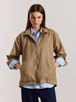 Load image into Gallery viewer, Beige Checkered Tweed Zipper Shacket ( Pre-Order )
