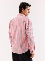 Load image into Gallery viewer, Salmon Pink &amp; Blue Striped Poplin Oversized Shirt
