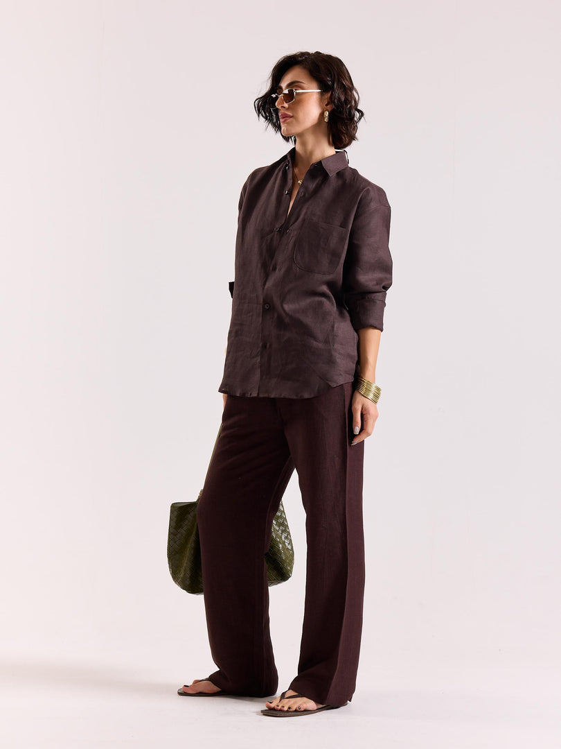 Coffee Brown Irish Linen Shirt