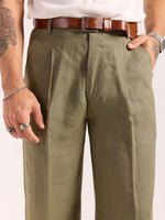 Load image into Gallery viewer, Sage Green Linen Baggy Fit Trousers