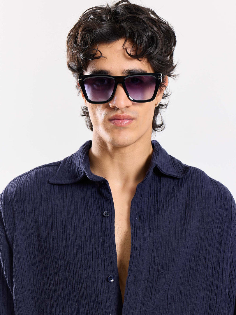 Dark Navy Wrinkled Shirt