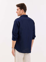 Load image into Gallery viewer, Navy Blue Linen-blend Shirt
