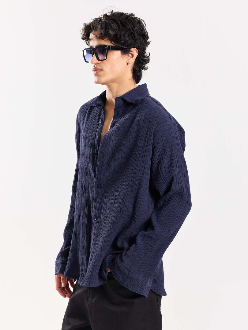 Dark Navy Wrinkled Shirt
