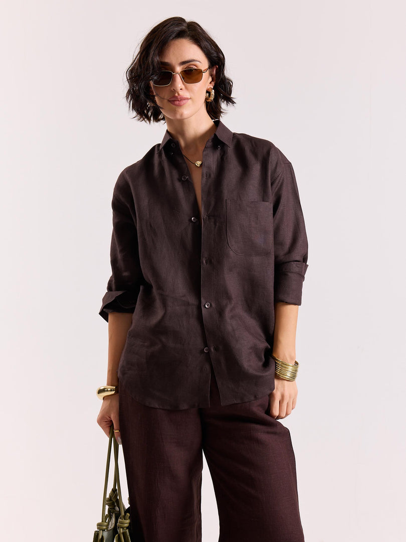 Coffee Brown Irish Linen Shirt