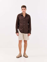Load image into Gallery viewer, Dark Brown Linen-blend Shirt
