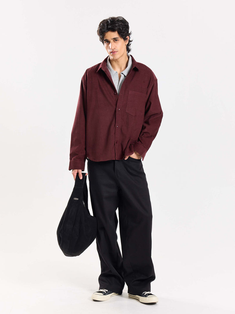 Burgundy Corduroy Oversized Shirt