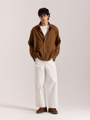 Rust Brown Linen Cropped Shirt