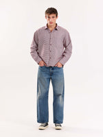 Load image into Gallery viewer, Burgundy Checkered Oversized Cropped Shirt