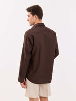 Load image into Gallery viewer, Dark Brown Linen-blend Shirt
