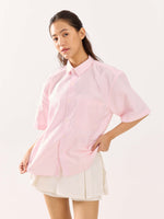 Load image into Gallery viewer, Pink Striped Oversized Cropped Shirt (Pre-Order)

