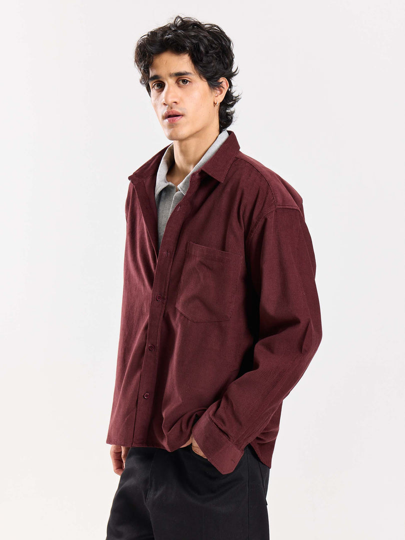Burgundy Corduroy Oversized Shirt