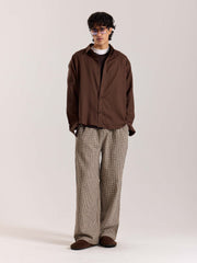 Dark Brown Linen Cropped Shirt