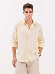 Powder Yellow Linen-blend Shirt