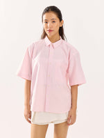 Load image into Gallery viewer, Pink Striped Oversized Cropped Shirt (Pre-Order)
