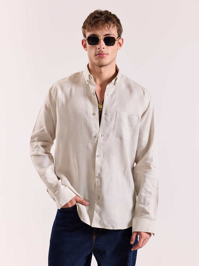 Light Beige Irish Linen Shirt