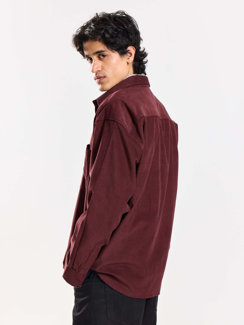 Burgundy Corduroy Oversized Shirt