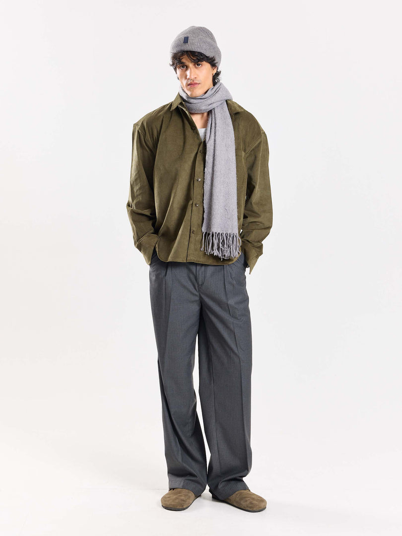 Olive Corduroy Oversized Shirt