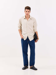 Light Beige Linen-blend Shirt