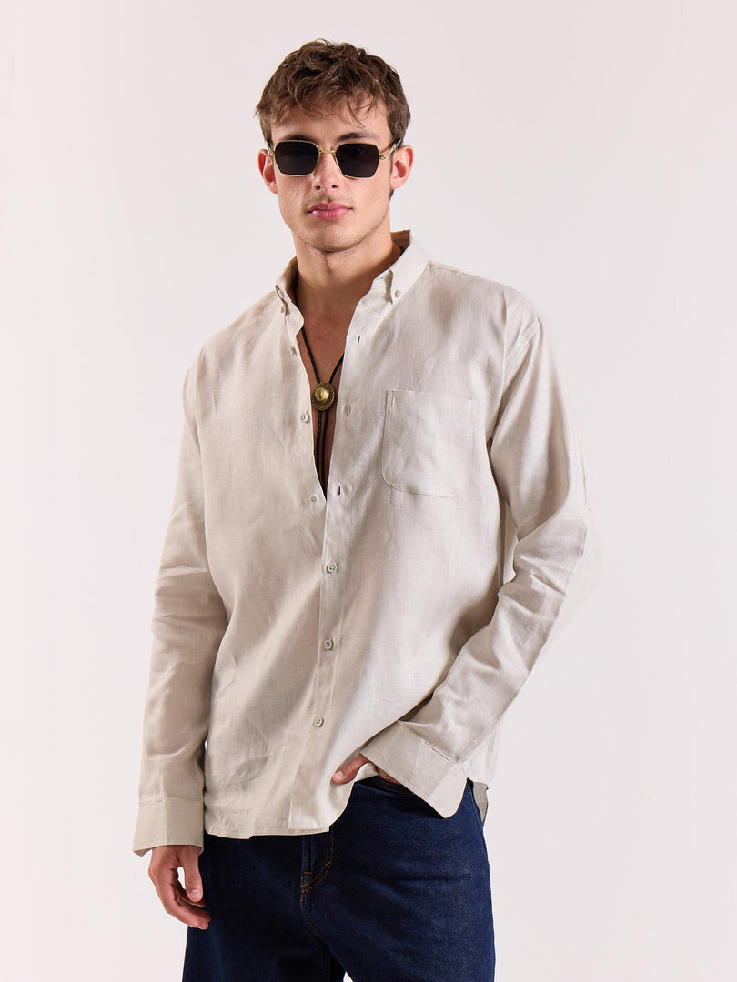 Light Beige Irish Linen Shirt