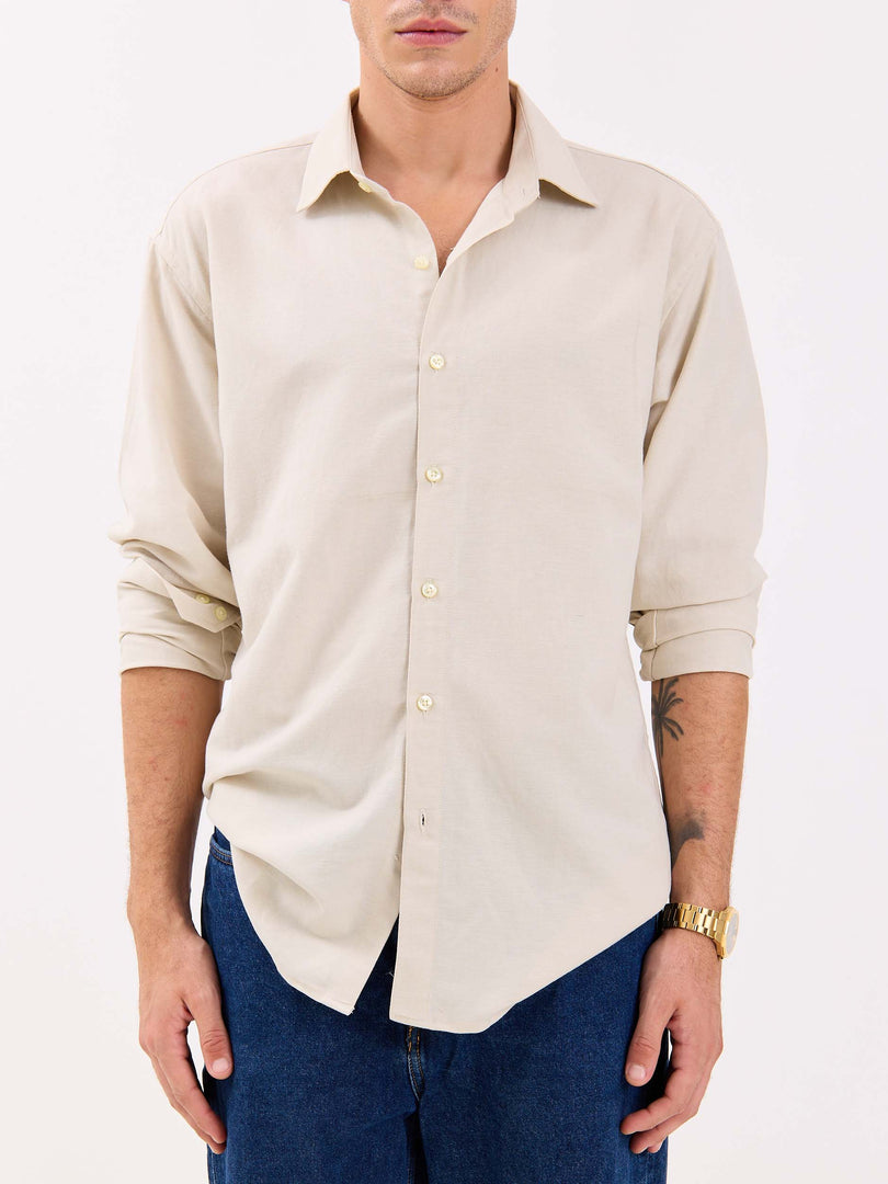 Light Beige Linen-blend Shirt