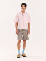 Load image into Gallery viewer, Pink Striped Oversized Cropped Shirt (Pre-Order)
