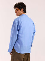 Load image into Gallery viewer, Dark Dusty Blue Linen Cropped Shirt