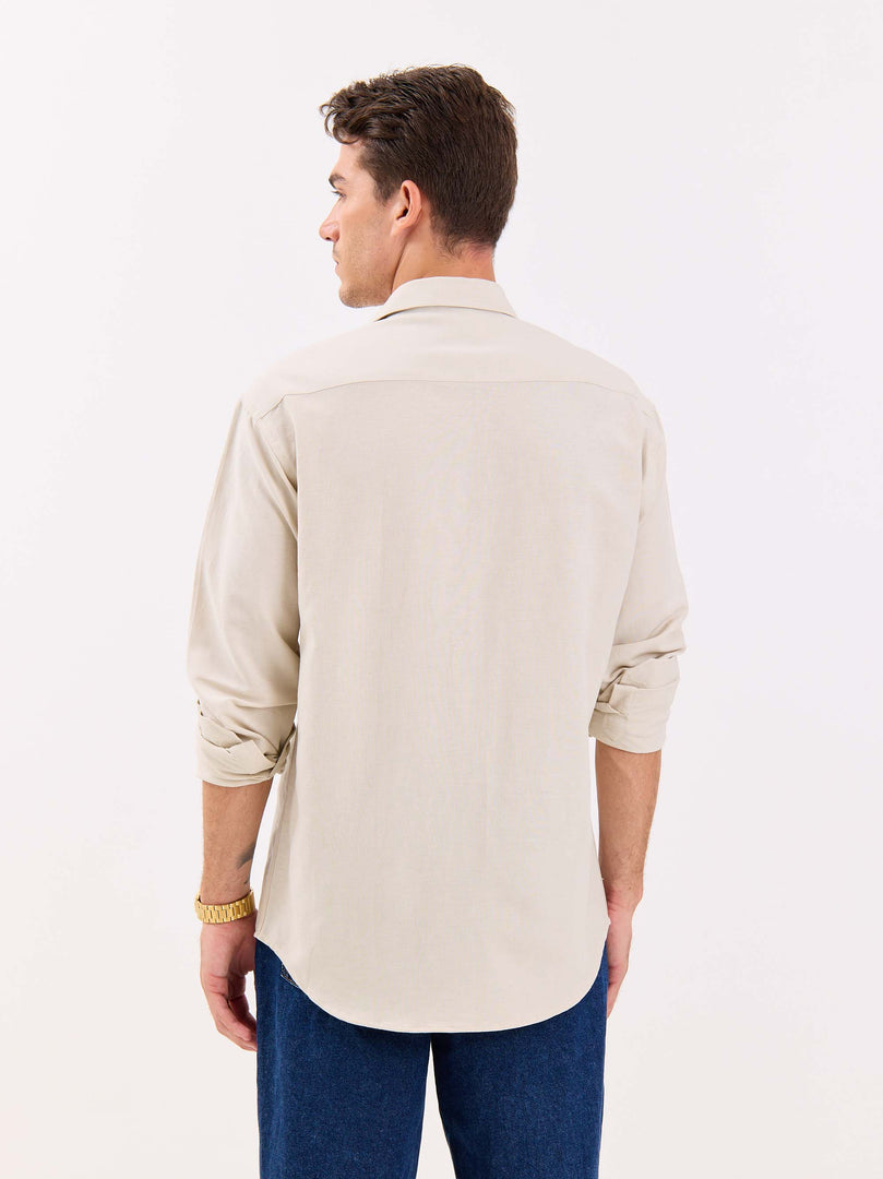 Light Beige Linen-blend Shirt