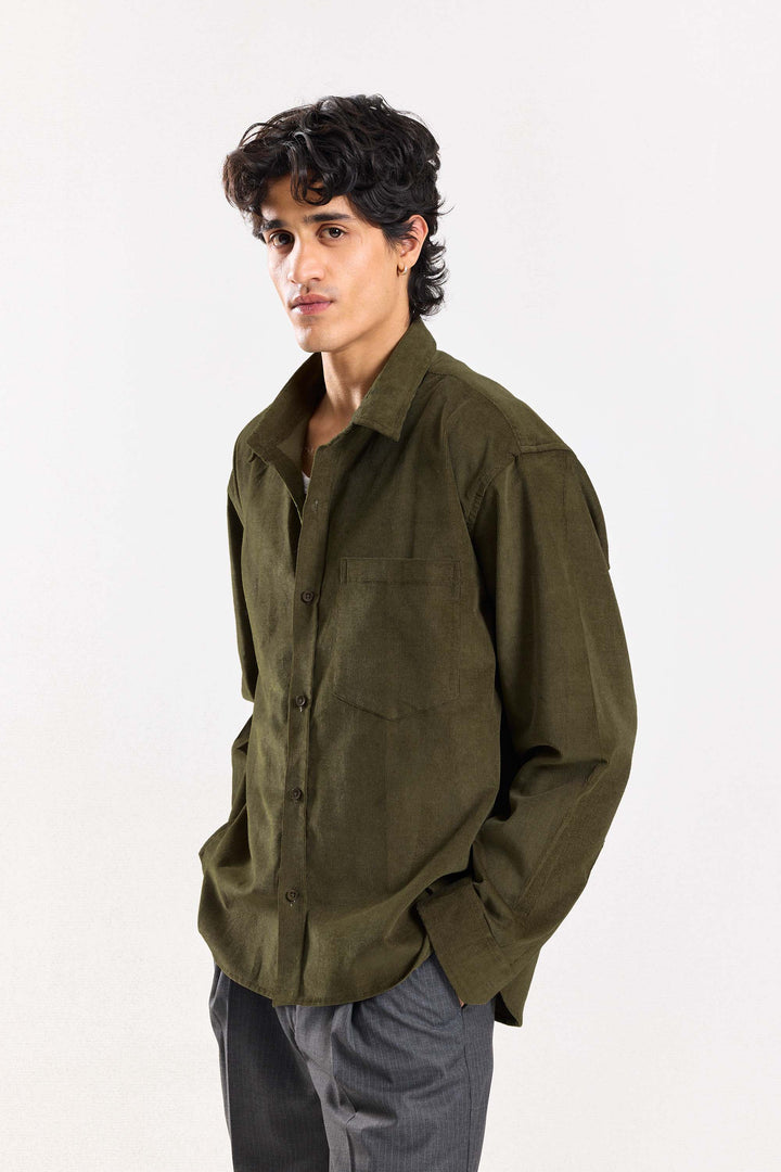 Olive Corduroy Oversized Shirt