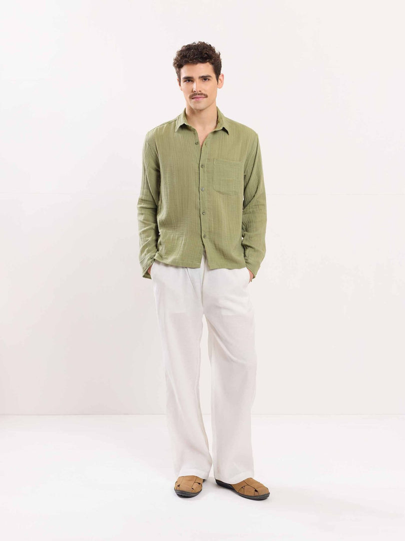 Green Gauze Holiday Shirt