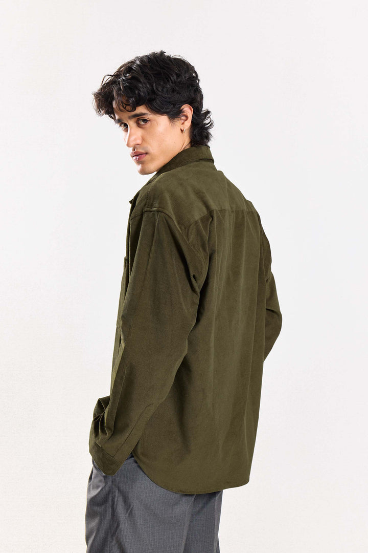 Olive Corduroy Oversized Shirt