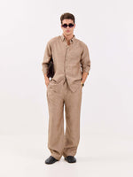 Load image into Gallery viewer, Brown Textured Irish Linen Shirt
