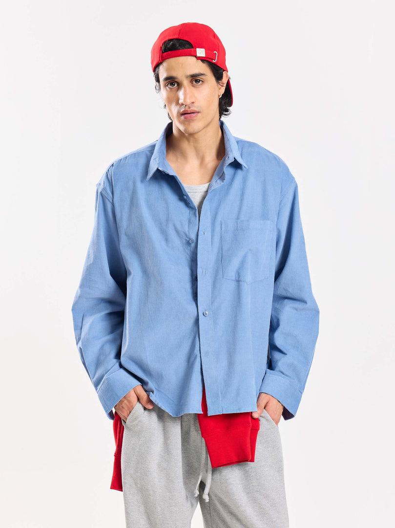 Baby Blue Corduroy Oversized Shirt