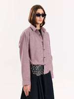 Load image into Gallery viewer, Burgundy Checkered Oversized Cropped Shirt
