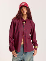 Load image into Gallery viewer, Red &amp; Navy Checkered Oversized Cropped Shirt