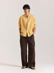 Dark Brown Gauze Pull-on Pants
